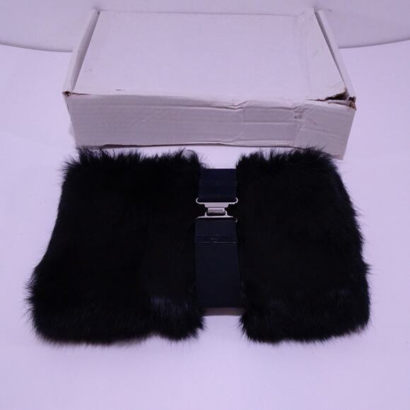 Theory Women's Transformer Rabbit Fur Wrap Clutch Purse Bag BLACK - Picture 6 of 11